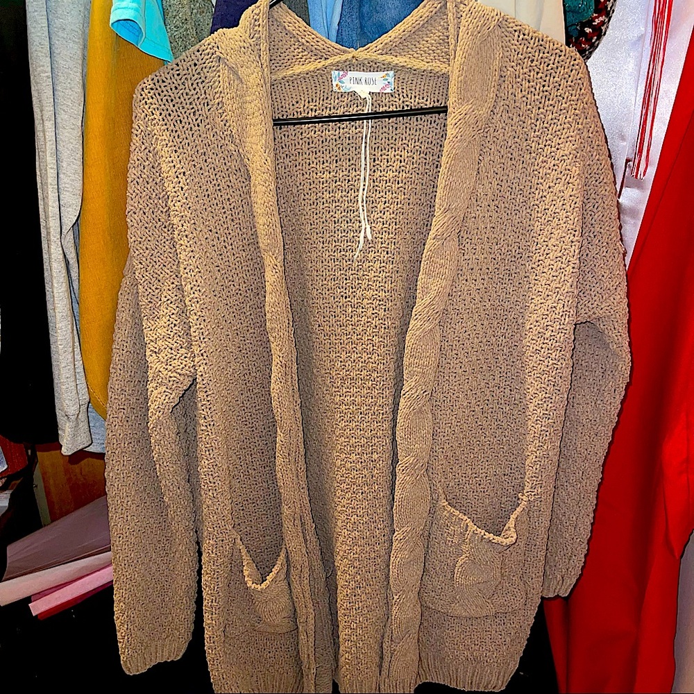 Pink Rose Woven Cardigan